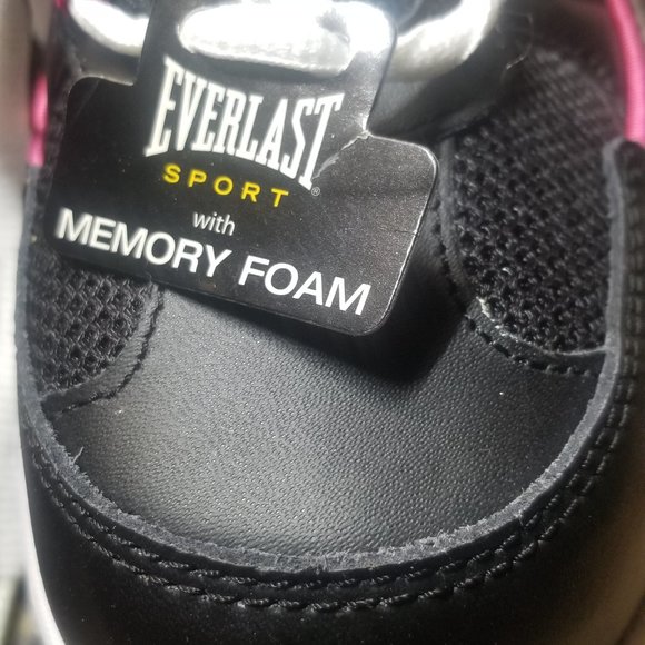 NWT LEATHER EVERLAST TENNIS WOMENS 9.5  BLACK A ND PINK  NEVER WORN !!!! - Picture 10 of 11